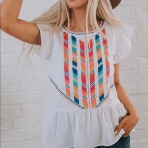 NWT One Loved Babe Embroidered Sonata Blouse